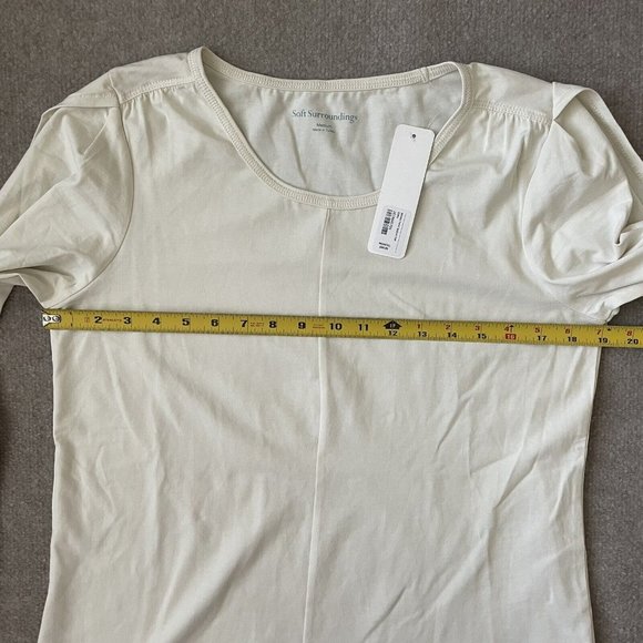 Soft Surroundings Shirt Womens Medium Cream Ecru Twisted Slit Sleeve Top NEW - Picture 7 of 11